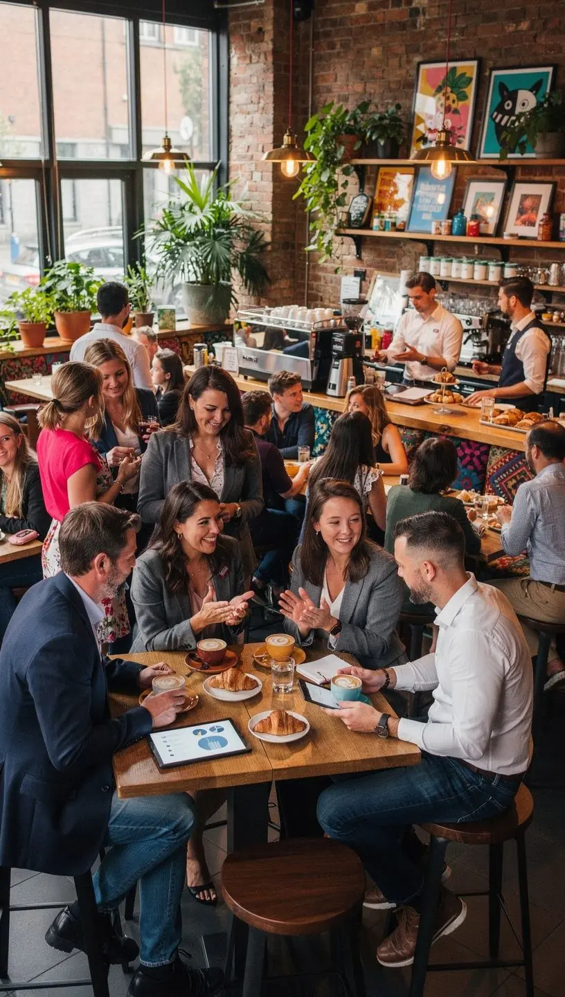 Dancers expressing social connections in a vibrant hub.